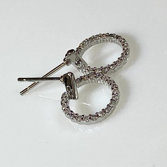 Sterling Silver Cubic Zirconia Circle Stud Earrings - Picture 4 of 10